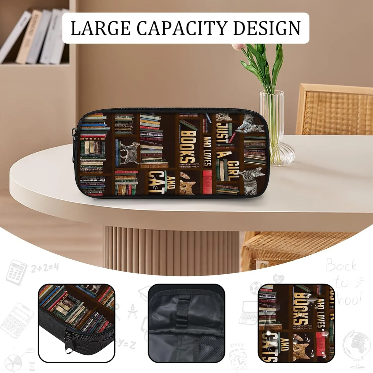 Cats Backpack Set for Girls 3PCS Book School Bag with Lunch Box Pencil Case Cat Kid Backpacks Toddler Elementary Bookbag 16 Inch