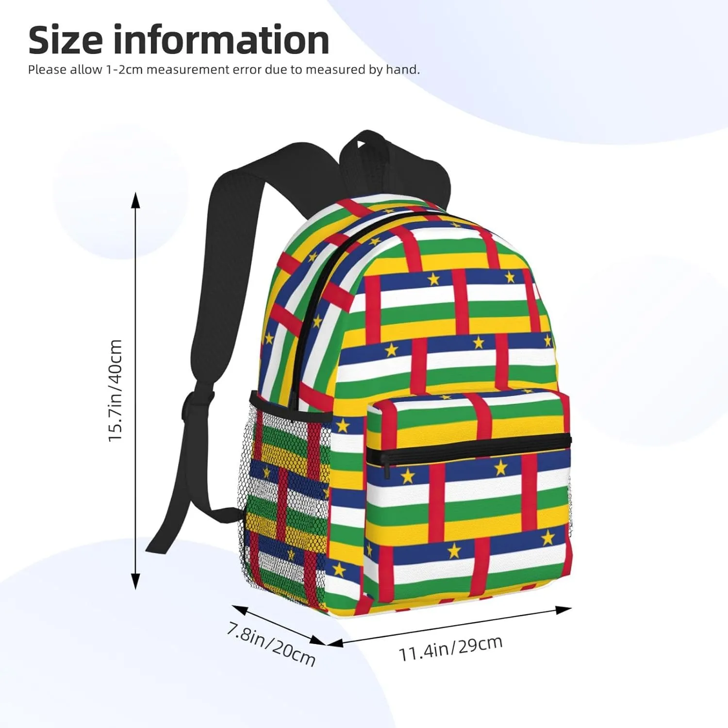 Central African Flag Men Women Office Laptop Backpack,Work Bag 15.7 Inch Business Travel Bags Large Capacity