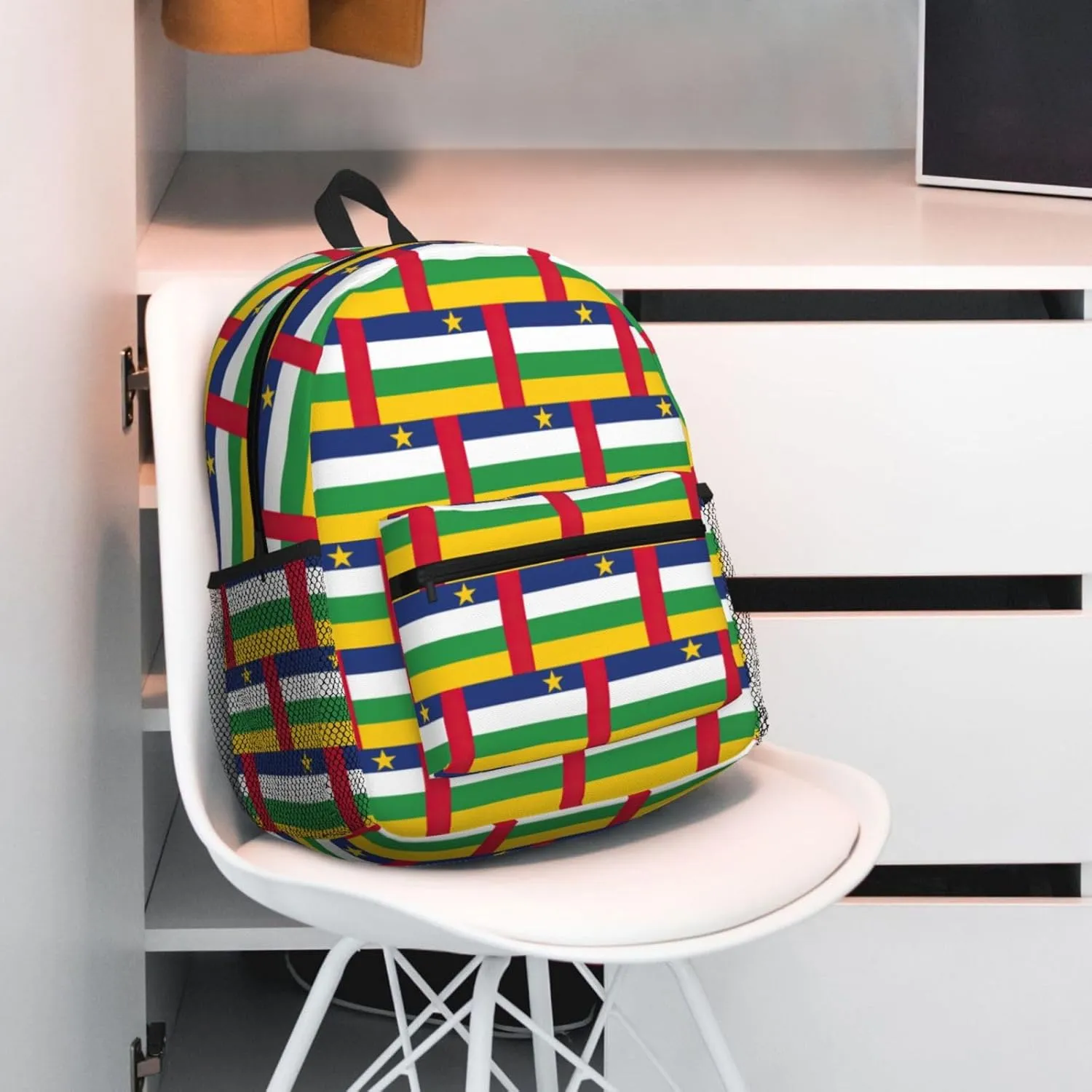 Central African Flag Men Women Office Laptop Backpack,Work Bag 15.7 Inch Business Travel Bags Large Capacity