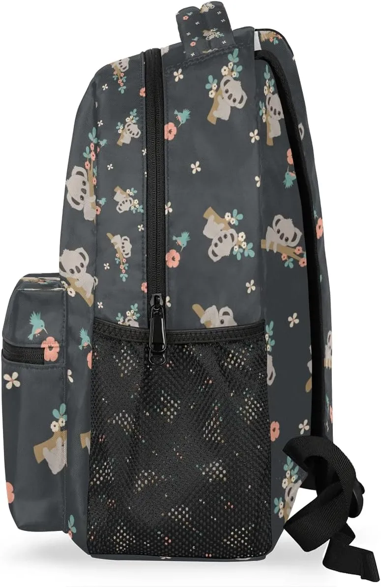 cfpolar Koala Backpack for School, Koala Forest Branch Flower Laptop Backpack Water Resistant Bookbag Computer Bag Travel Hiking Camping Rucksack Daypack Shoulder Bag for Teenager Boys Girls Kids