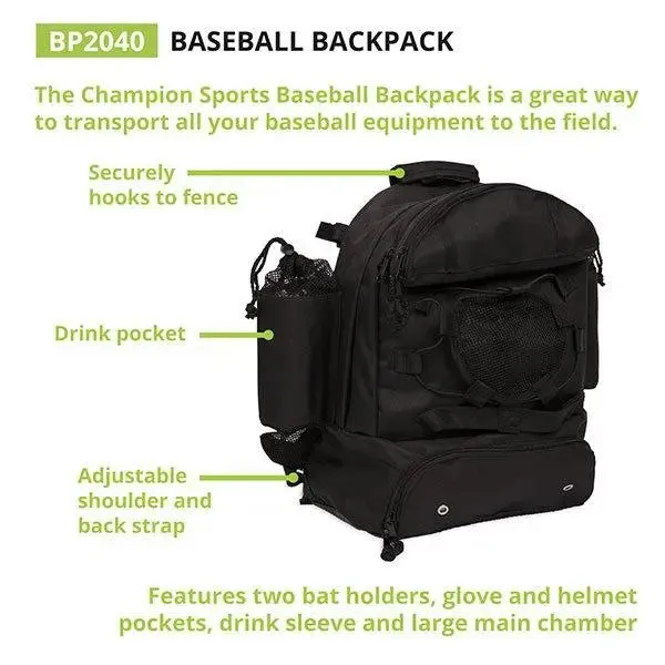 Champion Pro Baseball/Softball Backpack bat/Equipment Bag BP2040