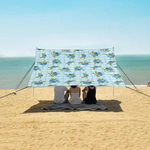 Checkered Blueberry Beach Canopy Tent Anti-UV & Wind Resistant, Camping Sun Shelter Easy Setup Portable,Outdoor Shade Tents with Sandbags,Sand Shovels,Ground Pegs & Stability Poles