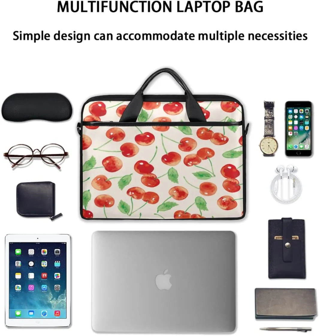 Cherry Blossom Cat Kitten Laptop Shoulder Messenger Bag Waterproof Laptop Briefcase Handle Padded Strap