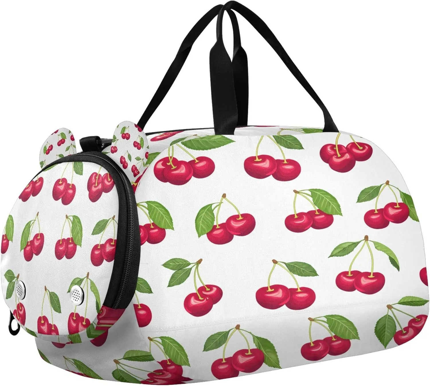 Cherry Youth Sports & Travel Duffle Bag with Shoe Compartment,Waterproof Gym Bag for Girls and Boys (Overnight Essentials Organizer)