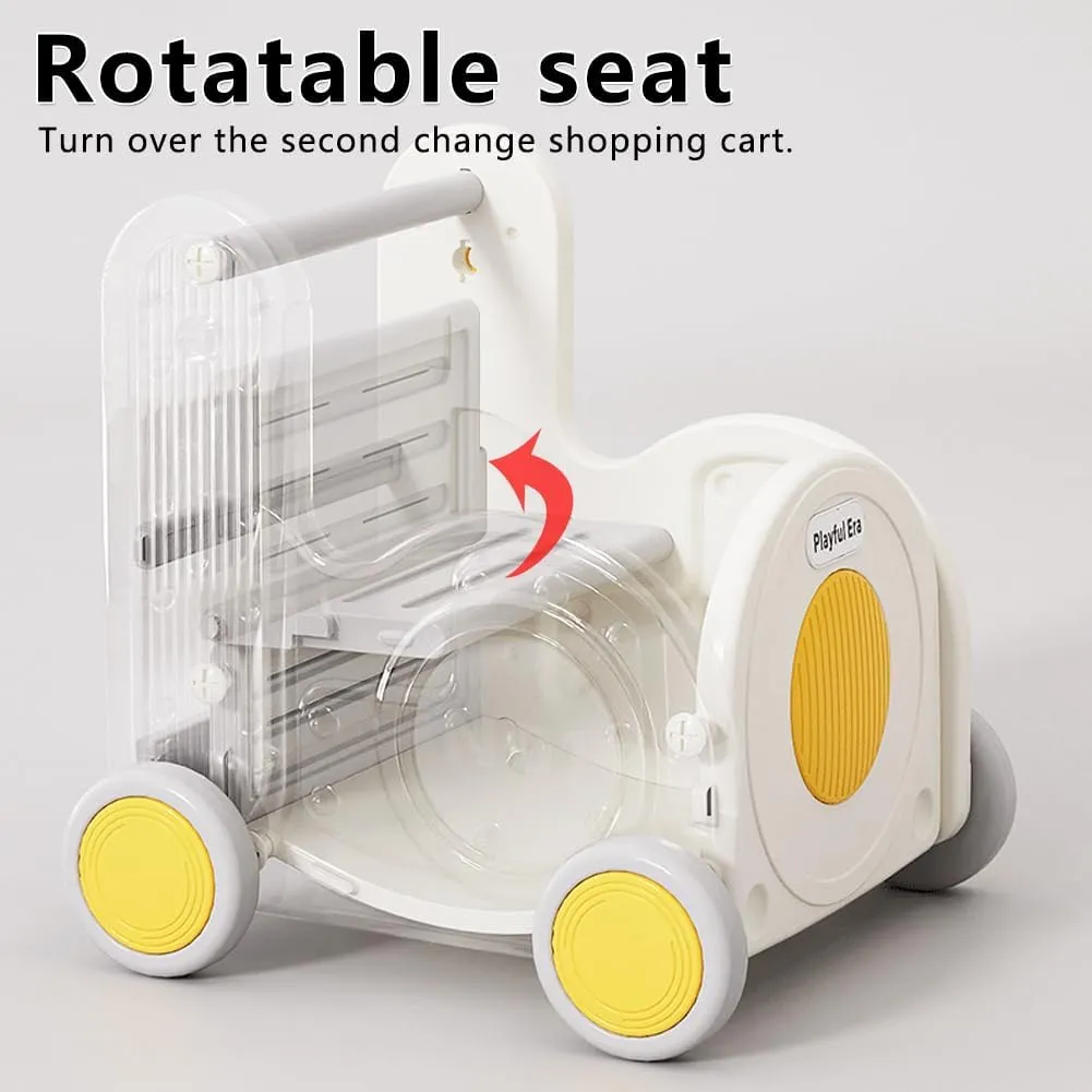 Children's Train Toy Box，Cart for Toddlers 1-3 with Wheels, Drawstring, and Handle for Riding, Walking, Towing, and Storage. Load Capacity 170LBS Great Gift for Toddler Boys and Girls(Train-Yellow)