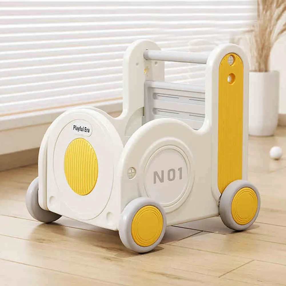 Children's Train Toy Box，Cart for Toddlers 1-3 with Wheels, Drawstring, and Handle for Riding, Walking, Towing, and Storage. Load Capacity 170LBS Great Gift for Toddler Boys and Girls(Train-Yellow)
