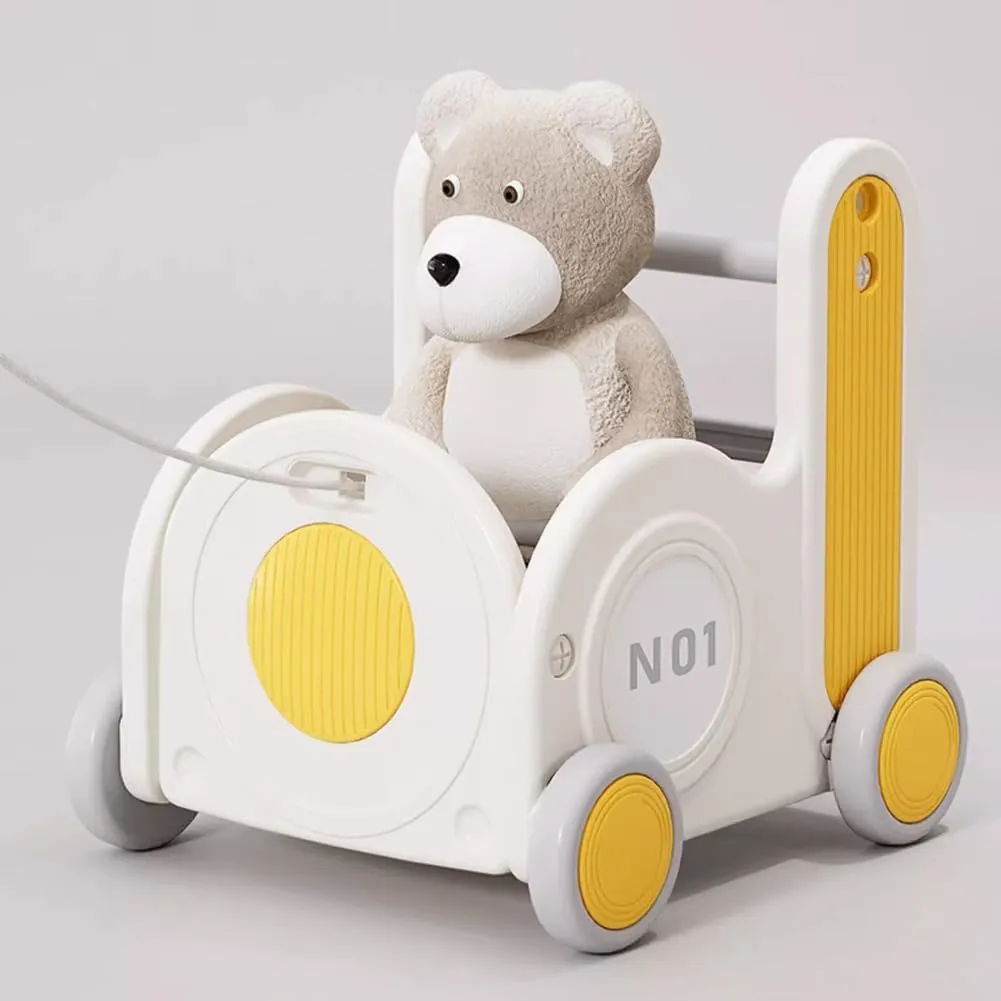 Children's Train Toy Box，Cart for Toddlers 1-3 with Wheels, Drawstring, and Handle for Riding, Walking, Towing, and Storage. Load Capacity 170LBS Great Gift for Toddler Boys and Girls(Train-Yellow)