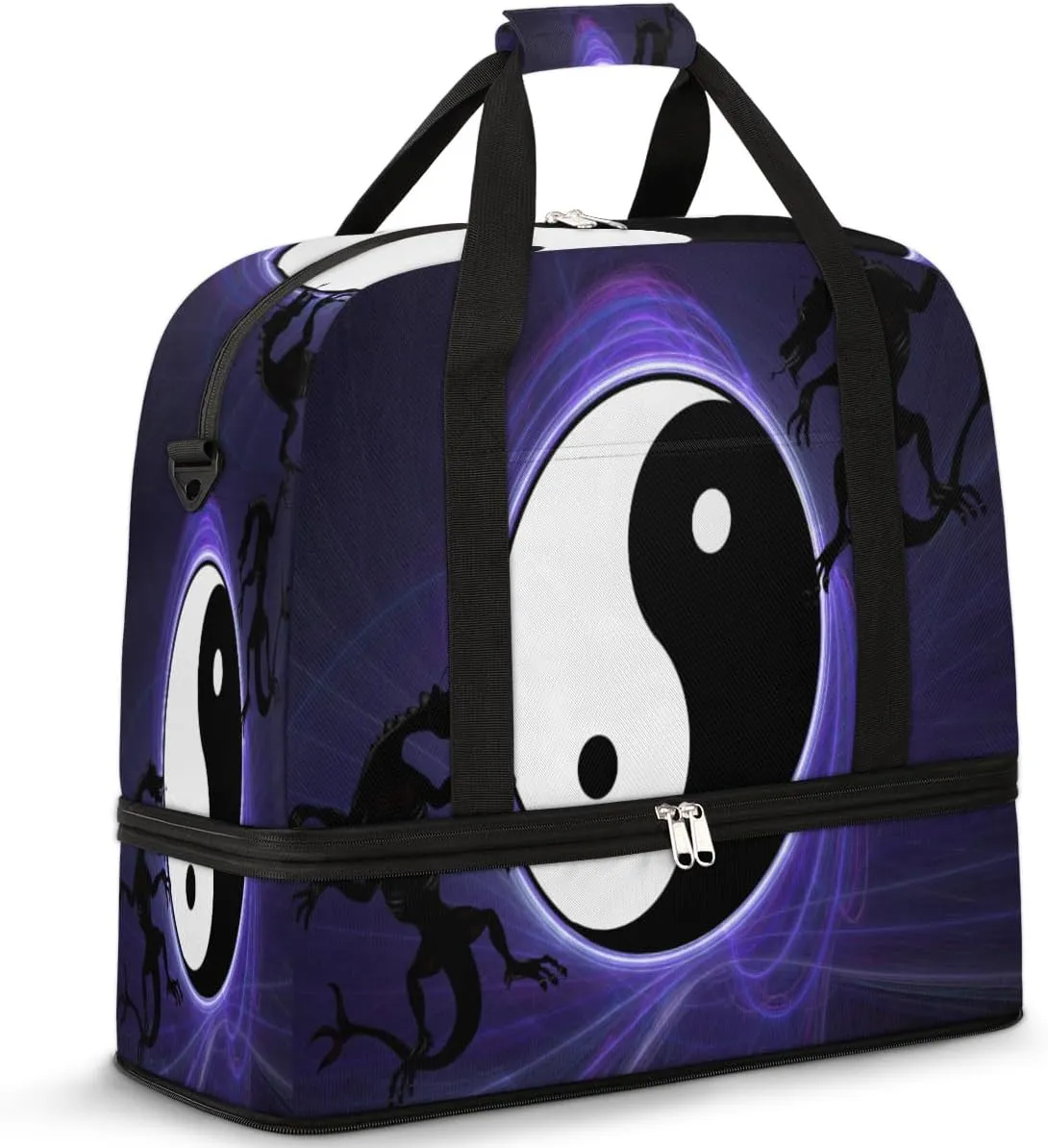 China China Dragon Tai Chi Travel Duffle Bag, Large Sports Gym Bag with Shoe Compartment, Carry on Tote Bag, Foldable Weekender Overnight Bag for Women Men