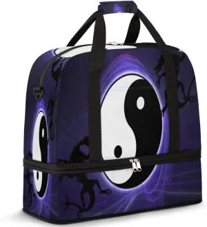 China China Dragon Tai Chi Travel Duffle Bag, Large Sports Gym Bag with Shoe Compartment, Carry on Tote Bag, Foldable Weekender Overnight Bag for Women Men