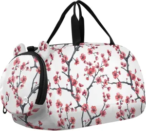 China Plum Blossom Beauty Flowers Gym Duffel Bag with Shoes Compartment Multifunctional Overnight Bag for Travel, Sports, Fitness & Workout bolso viajero