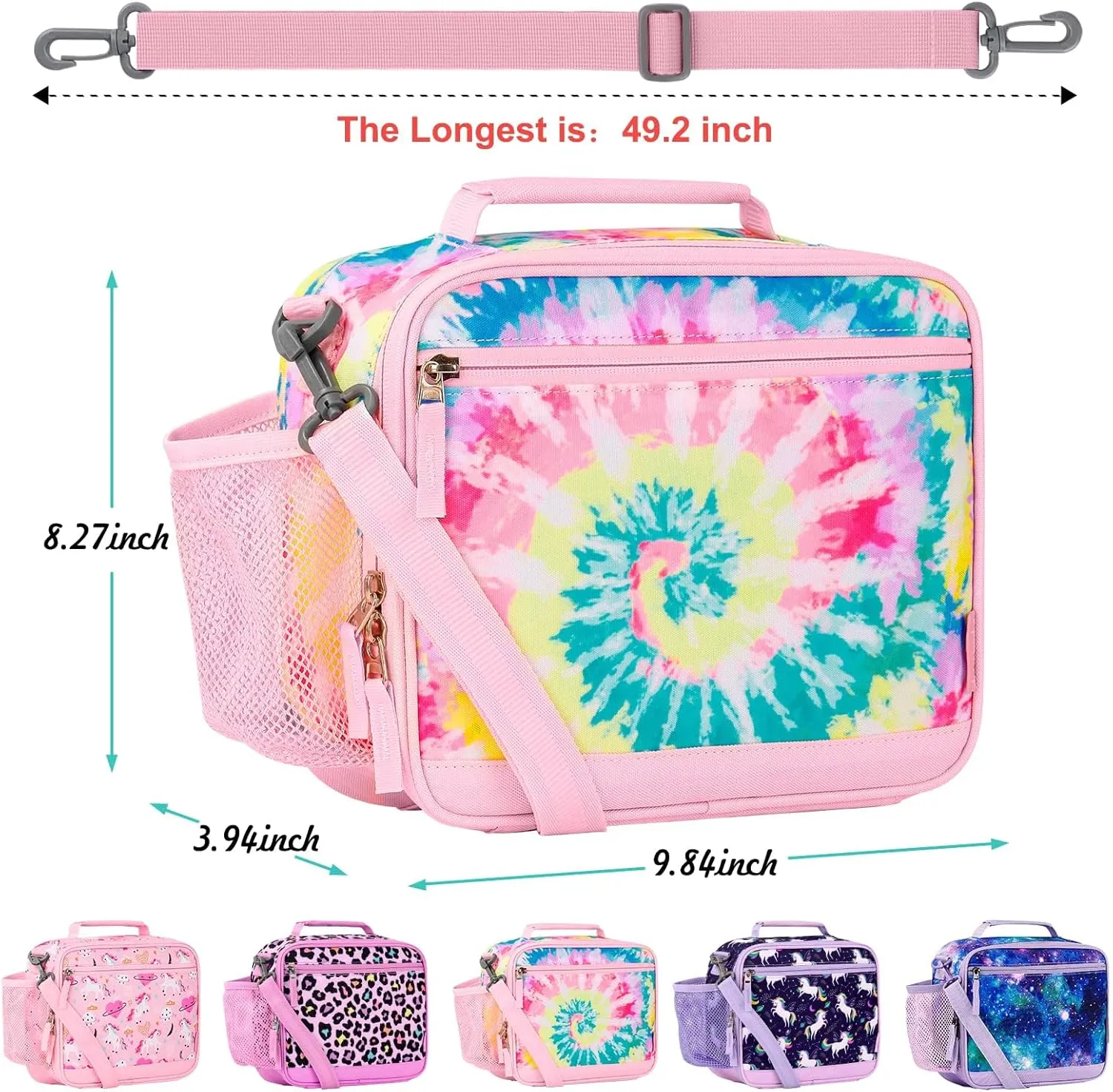 Choco Mocha Sloth Purple Lunch Box for Kids, School Girls Lunch Bag with Shoulder Strap