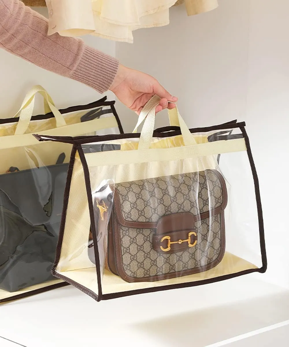 CINPIUK 10 Set Handbag Storage Organizer Dust Bags for Purses Handbags Closet, Clear Purse Protector Storage Bag Dust Cover for Bags, Closet Organizer for Handbags with Hooks