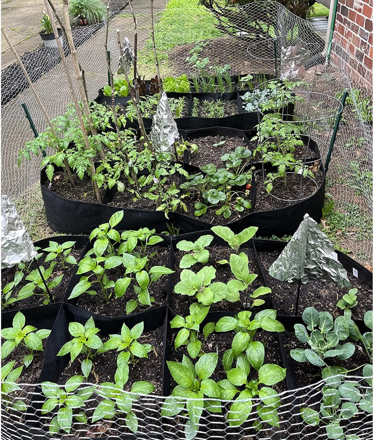 CJGQ Fabric Raised Garden Bed, 128 Gallon 8 Grids Plant Grow Bags, 3x6FT Planter Raised Beds for Growing Vegetables Potatoes Flowers, Rectangle Planting Container for Outdoor Gardening
