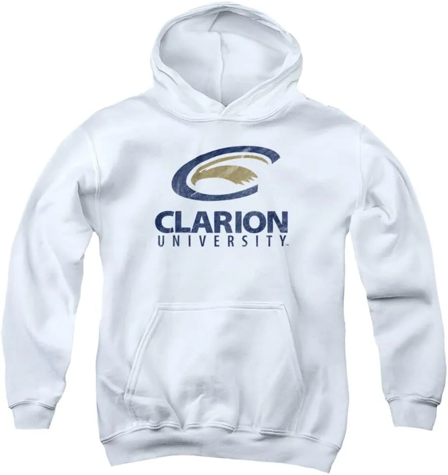 Clarion University Official Distressed Primary Logo Youth Kids Boy/Girls Pull-Over Hoodie Sweatshirt