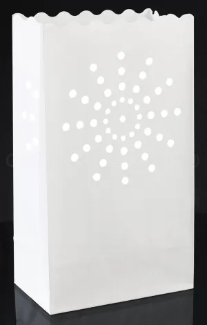 CleverDelights White Sunburst Luminary Bags - 100 Count - Wedding Party Christmas Holiday Luminaria