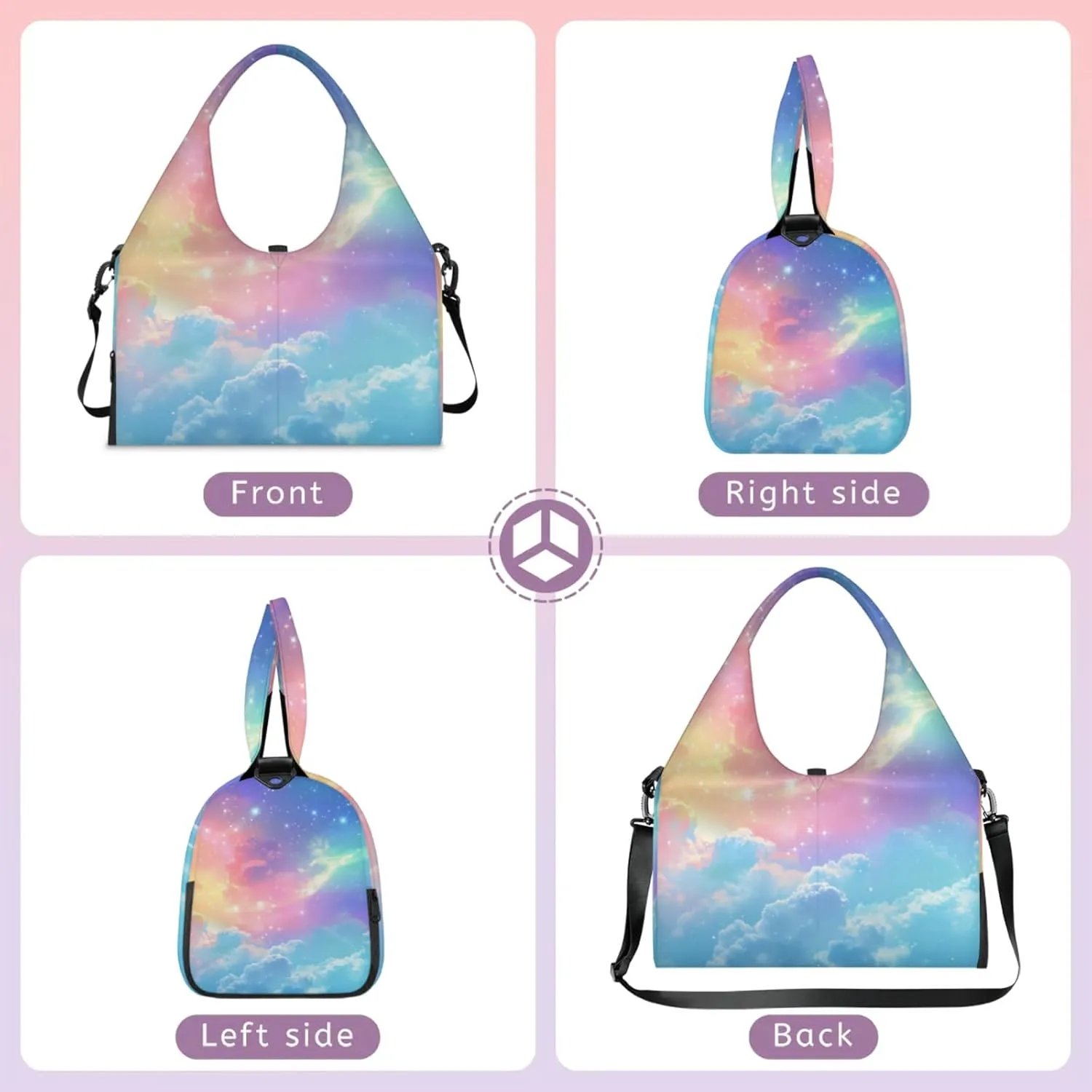 Clouds Paper Gym Bag Yoga Mat Tote for Women with Shoes Compartment Lightweight Duffle Travel Carrier Wet Dry Storage Pockets Adjustable Pilates Mats Shoulder Bags for Sport Swim