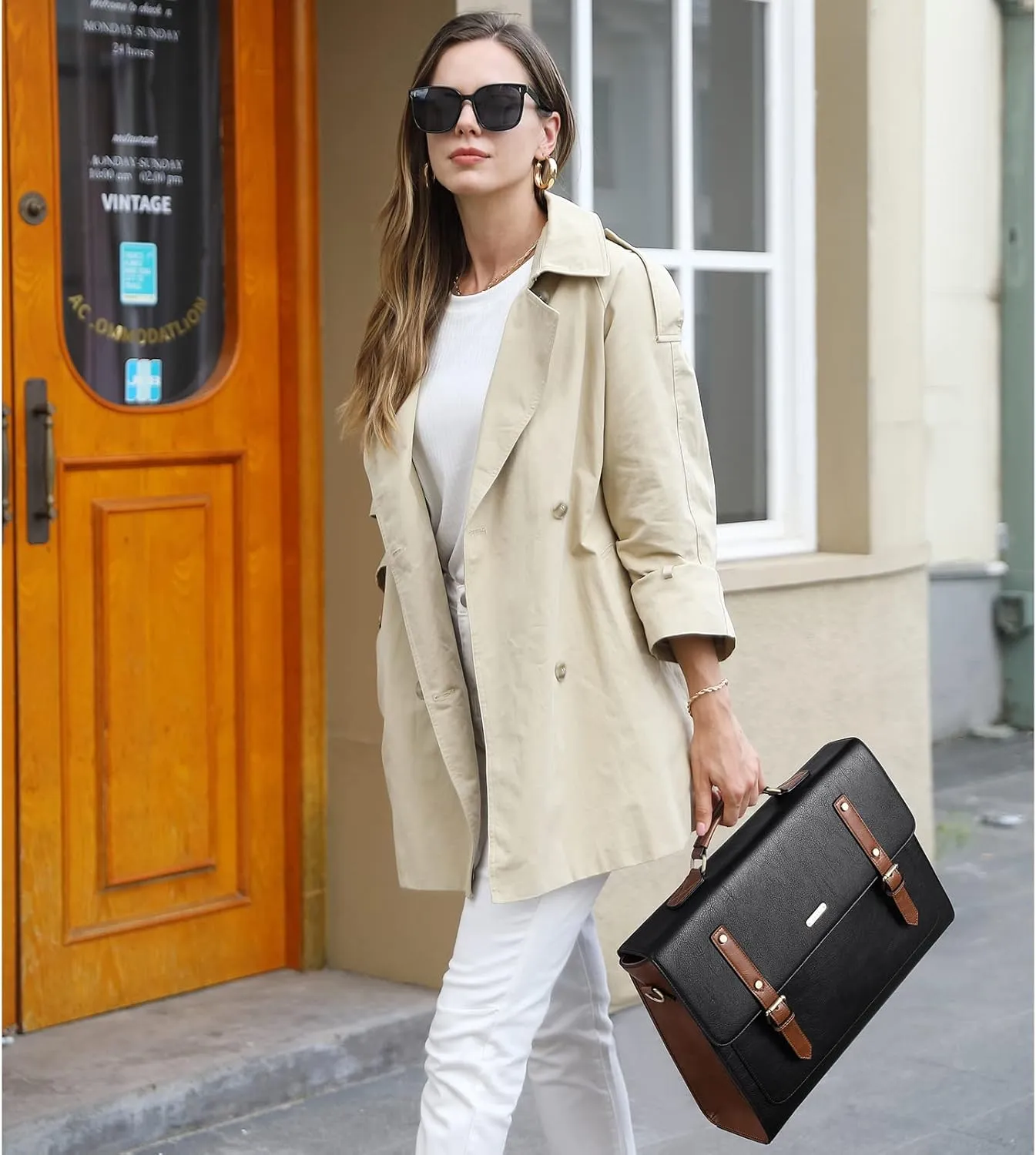 CLUCI Briefcase for Women Leather Laptop 15.6 Inch Business Ladies Work Computer Tote Bags