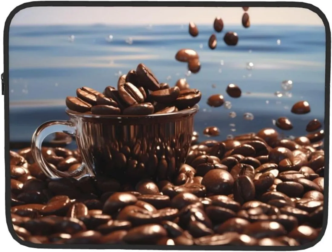 Coffee Beans Pattern Shockproof Portable Laptop 15 inch Sleeve Bag for Men and Women - Ideal for Business Travel, School, and Daily Use