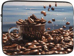 Coffee Beans Pattern Shockproof Portable Laptop 15 inch Sleeve Bag for Men and Women - Ideal for Business Travel, School, and Daily Use
