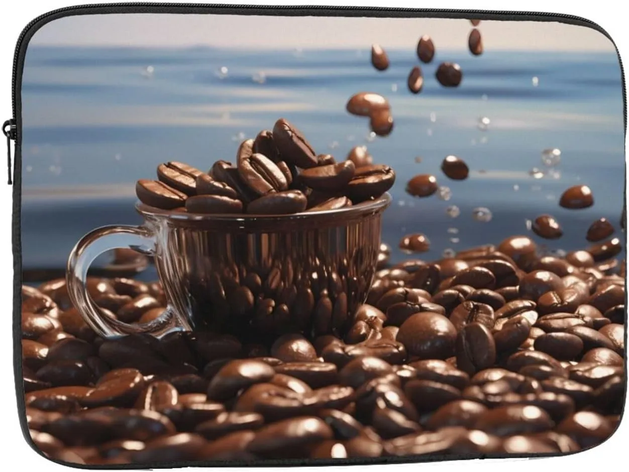 Coffee Beans Pattern Shockproof Portable Laptop 15 inch Sleeve Bag for Men and Women - Ideal for Business Travel, School, and Daily Use