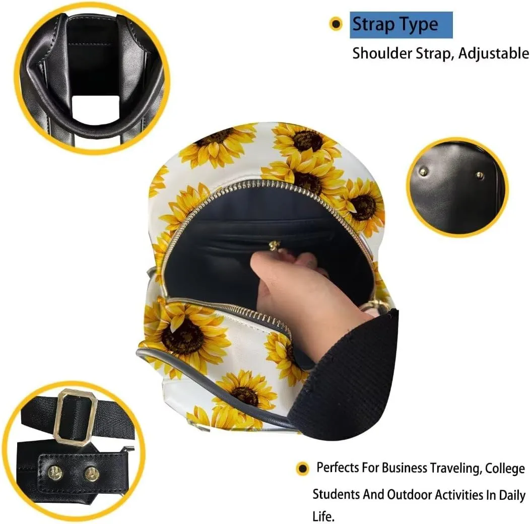 Coldinair Butterfly Mushroom Backpack for Women,Black Small Backpack Purse for Women Girls Teen,Mini Leather Backpack Purse Anti-theft Waterproof Shoulder Bag Handbag for Travel School