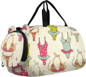 Color Swim Suits Patterns Gym Travel Duffel Bag with Shoe Compartment for Boys Girls - Gymnastics Sports Dance Football Travel Bag Teens Weekender Sleepover