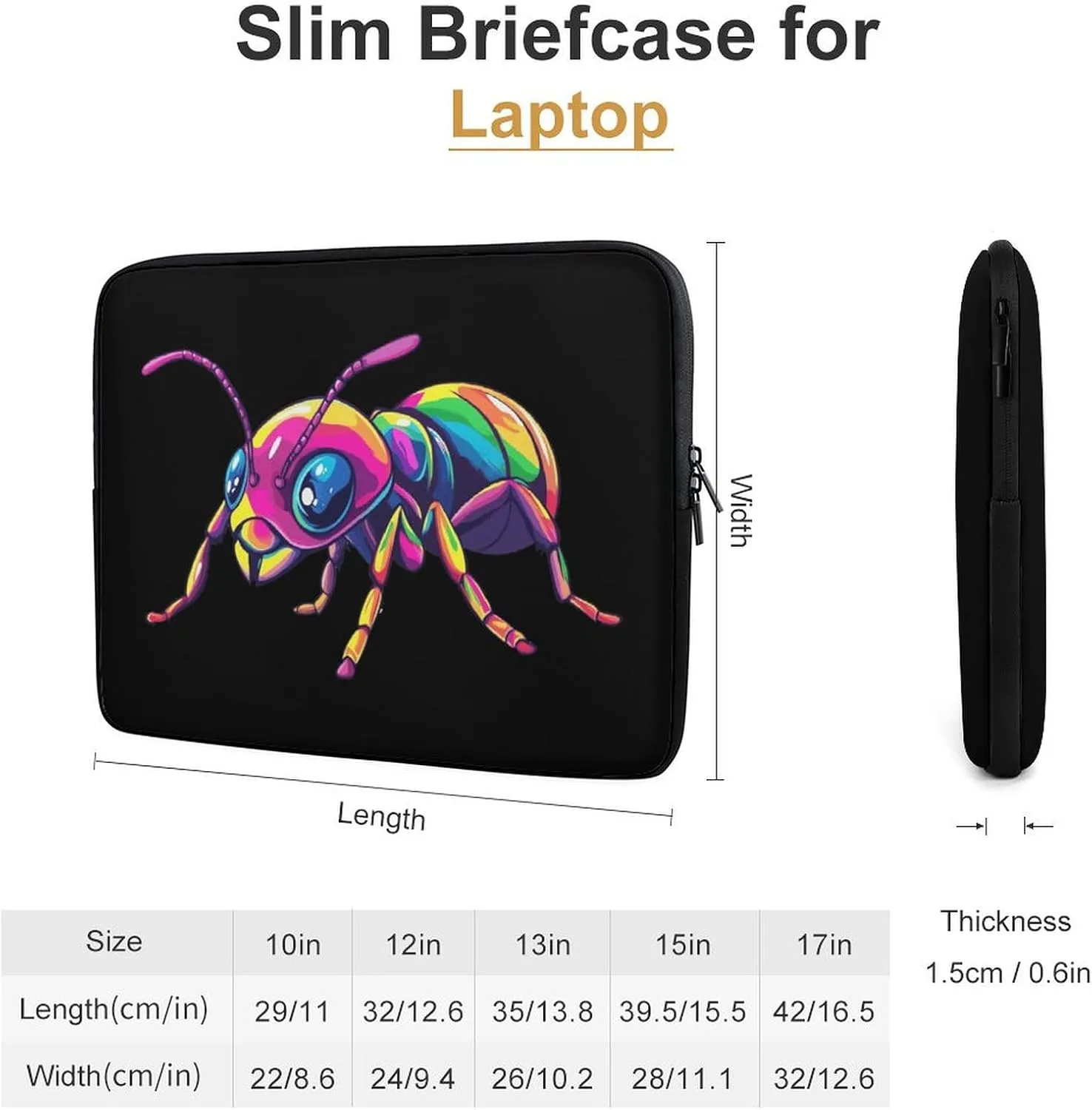 Colorful Insects Ant Laptop Case Sleeve Bag 13inch Durable Shockproof Protective Computer Carrying Cover Briefcase