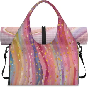 Colorful Ripple Stars Women's Yoga Gym Bag - Adjustable shoulder strap with shoe compartment, large gym bag with multiple pockets for yoga mat, gym equipment and travel accessories