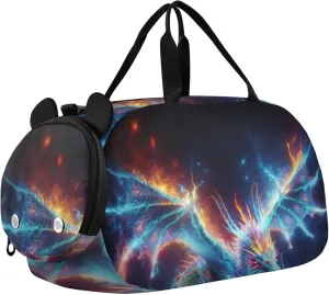 Colourful Electric Dragon Duffle Bag for Girl, Sports Duffle Gym Bags with Shoe Compartment, Personalized Overnight Bag Travel Weekender for Kids