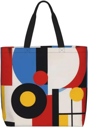Composition in Red Yellow Blue and Black Print One Shoulder Convenient Bag,Cute Women's One Shoulder Handbag,Suitable for Work and Grocery Shopping