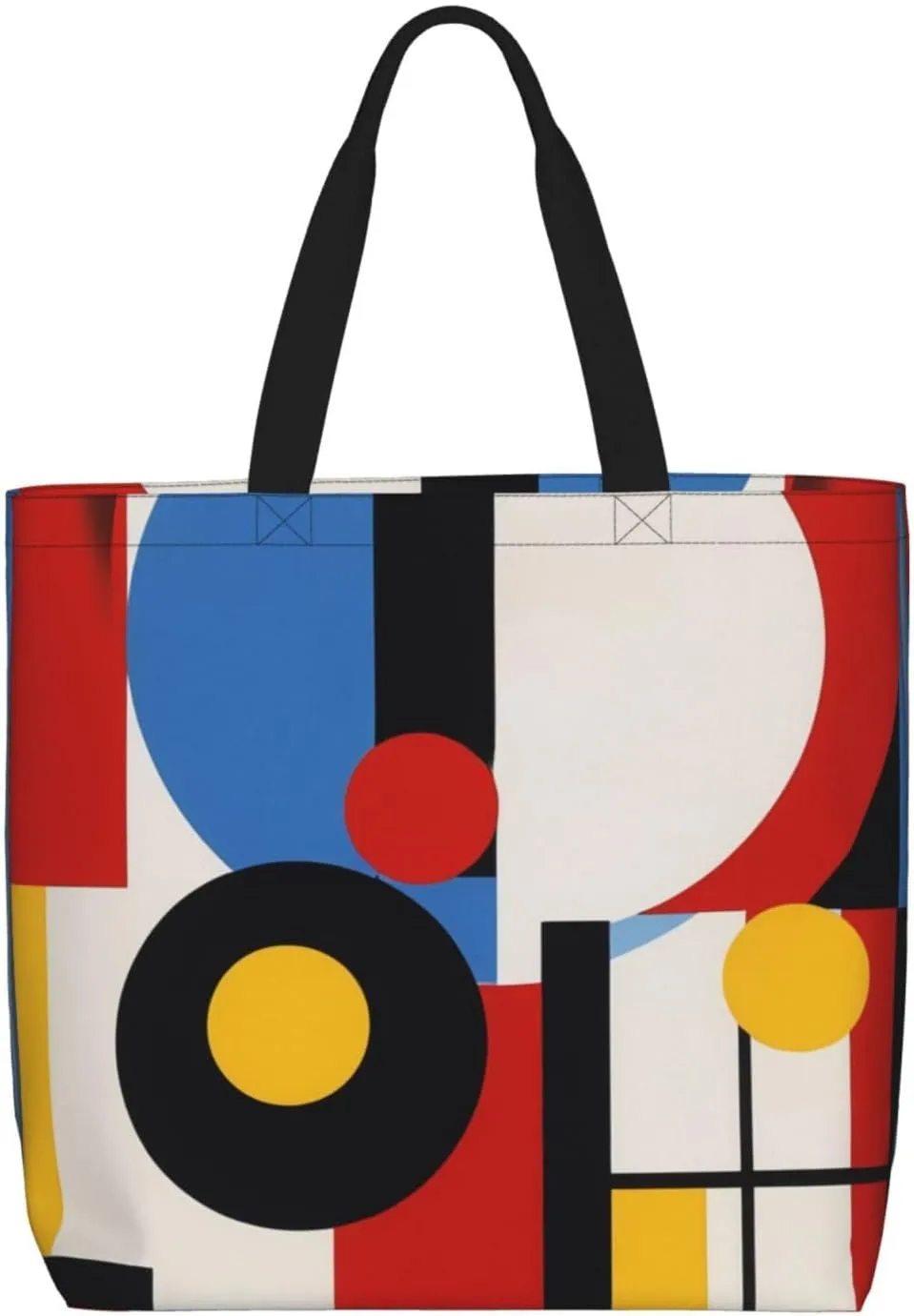 Composition in Red Yellow Blue and Black Print One Shoulder Convenient Bag,Cute Women's One Shoulder Handbag,Suitable for Work and Grocery Shopping