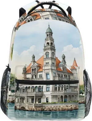 Construction Castle Backpack 3rd 4th 5th Grade School Bookbag Travel Laptop Daypack Bag Purse for Boys Girls Teens