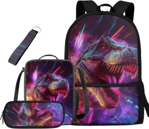 Cool Dinosaur Backpack for Boys Bookbag with Lunch Box 6Th Grade Backpack Boys Elementary Primary Student Book Bag with Pencil Case Teens Schoolbags Book Packs for School