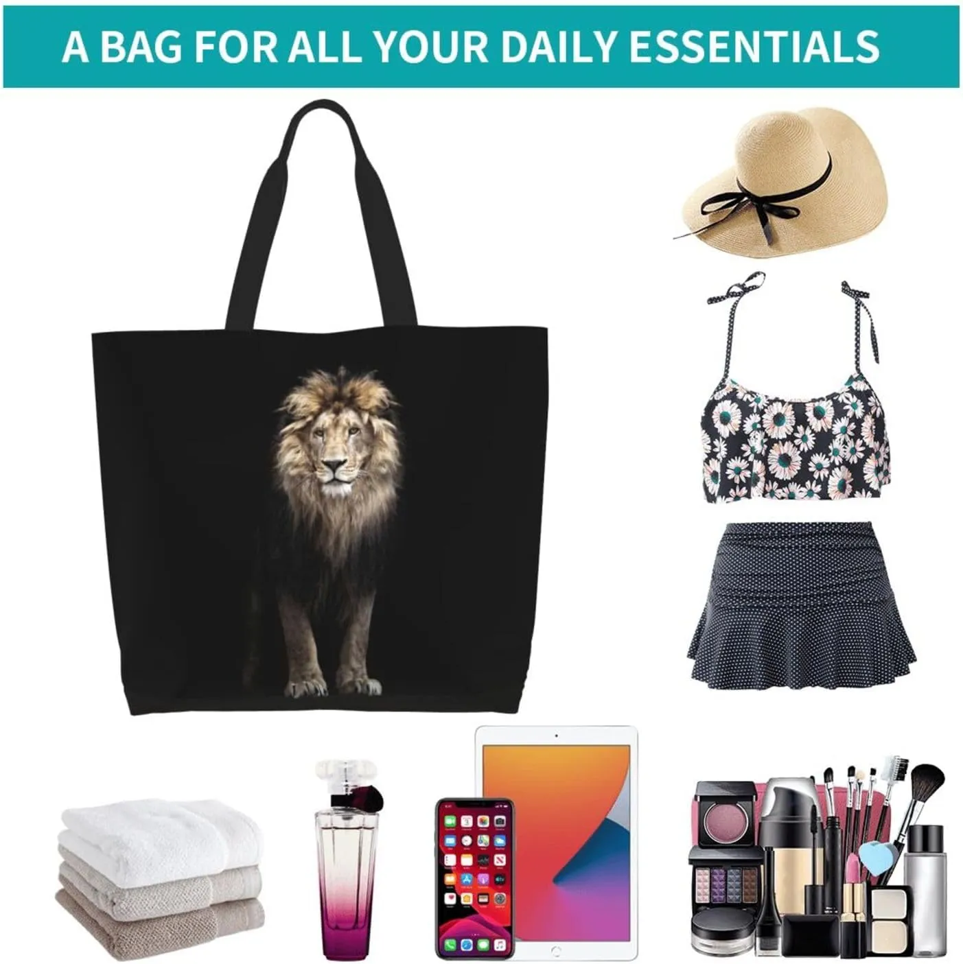Cool Lion Grocery Bag Lion Shopping Bag Handbag Cool Grocery Bags Tote Bag Beach Canvas Bag