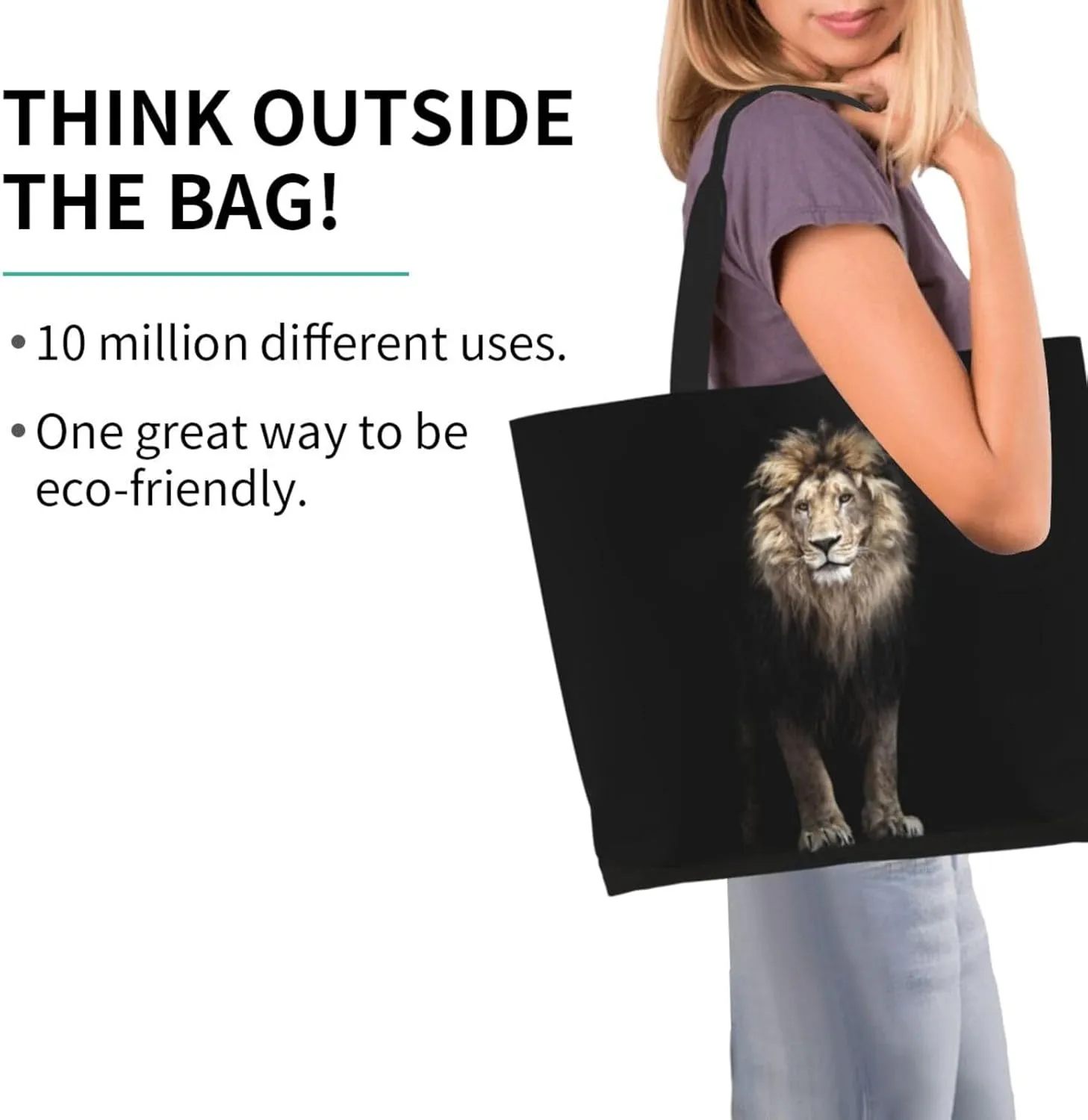 Cool Lion Grocery Bag Lion Shopping Bag Handbag Cool Grocery Bags Tote Bag Beach Canvas Bag