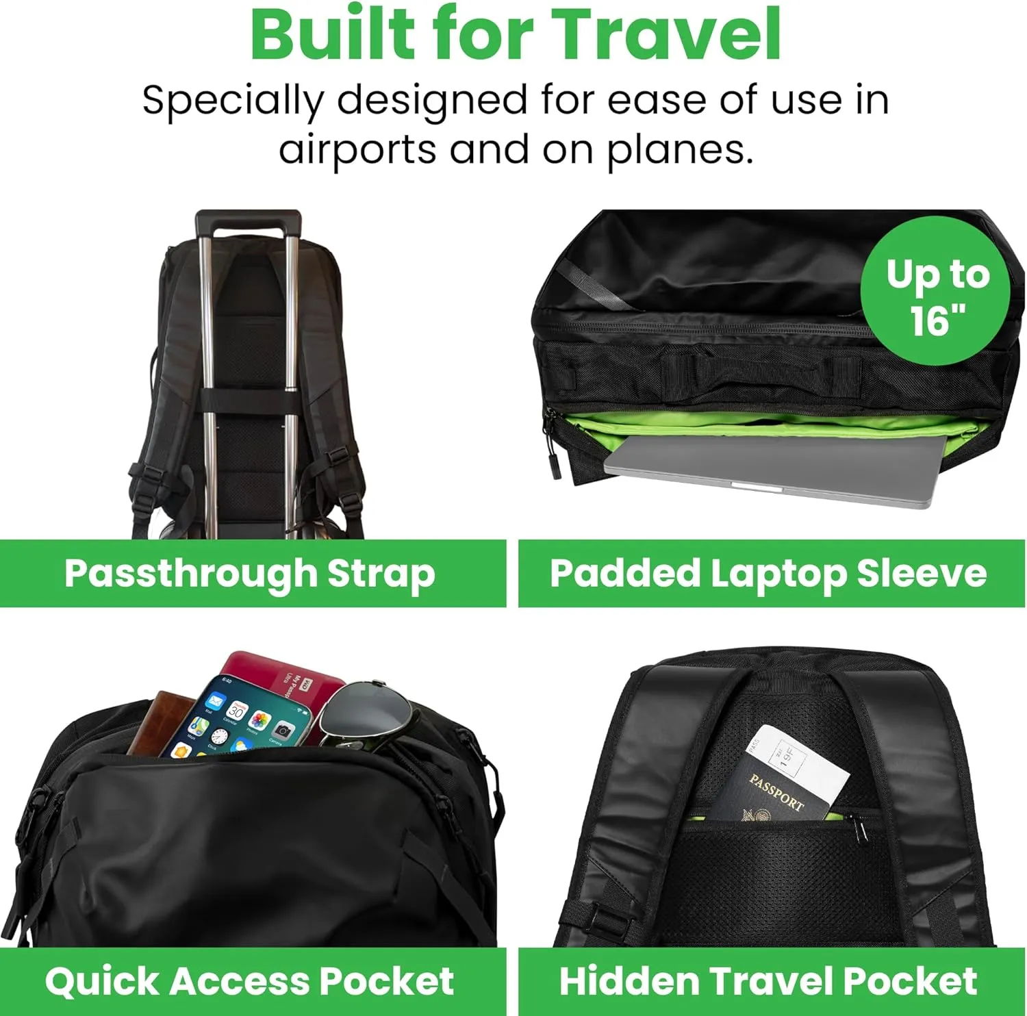 COR Surf Travel Backpack | Flight Approved Carry On Laptop Backpack with Secret Passport Pockets | The Island Hopper (28L, Lava Red)