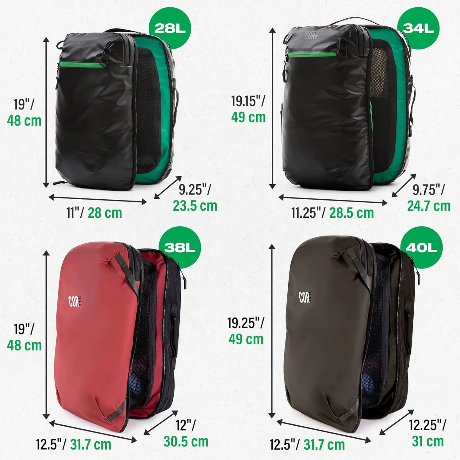 COR Surf Travel Backpack | Flight Approved Carry On Laptop Backpack with Secret Passport Pockets | The Island Hopper (28L, Lava Red)
