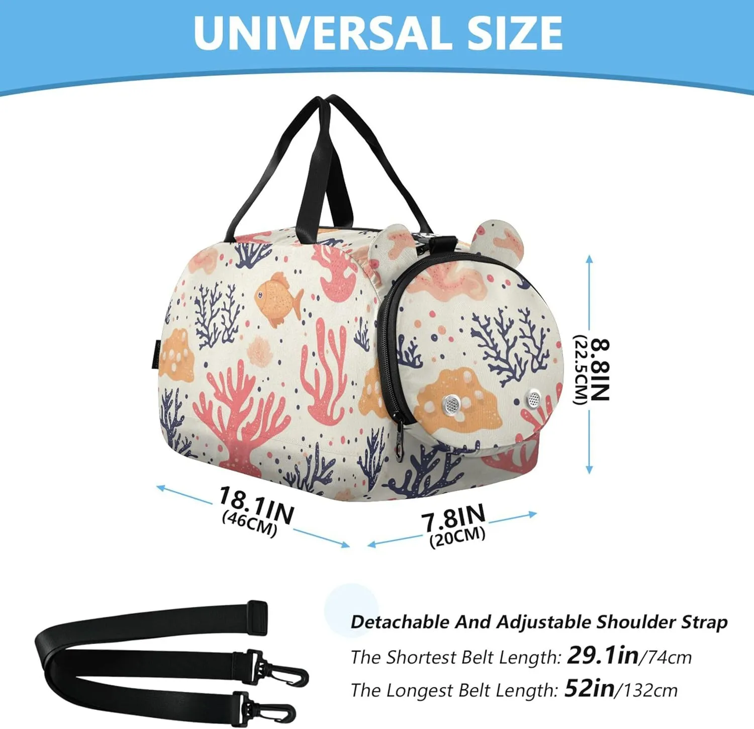Corals Small Gym Bag with Shoes Compartment Lightweight Sports Overnight Travel Bag for Travel, Sports, Fitness & Workout