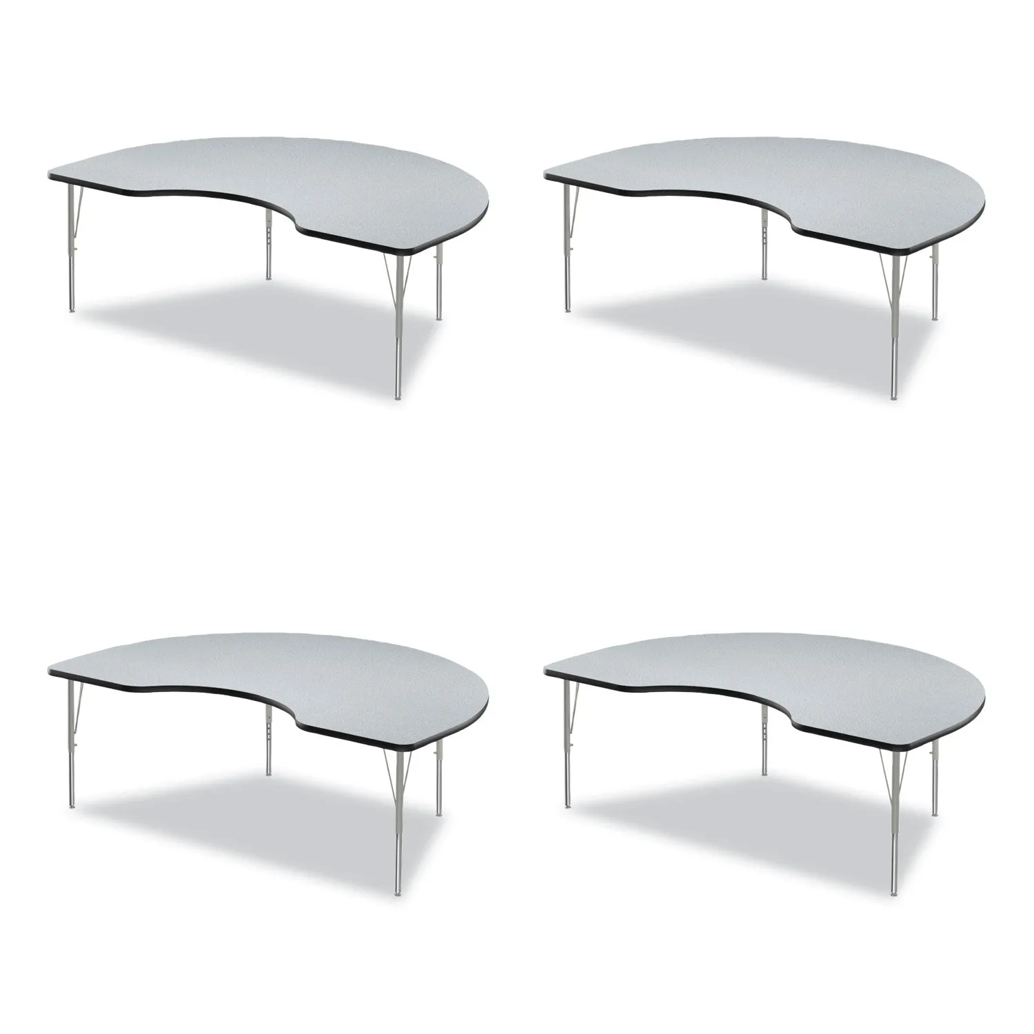 Correll® Adjustable Activity Tables, Kidney Shaped, 72" x 48" x 19" to 29", Gray Top, Black Legs, 4/Pallet