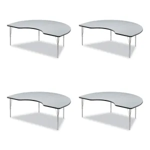 Correll® Adjustable Activity Tables, Kidney Shaped, 72" x 48" x 19" to 29", Gray Top, Black Legs, 4/Pallet
