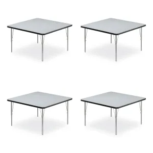 Correll® Adjustable Activity Tables, Square, 48" x 48" x 19" to 29", Gray Top, Silver Legs, 4/Pallet