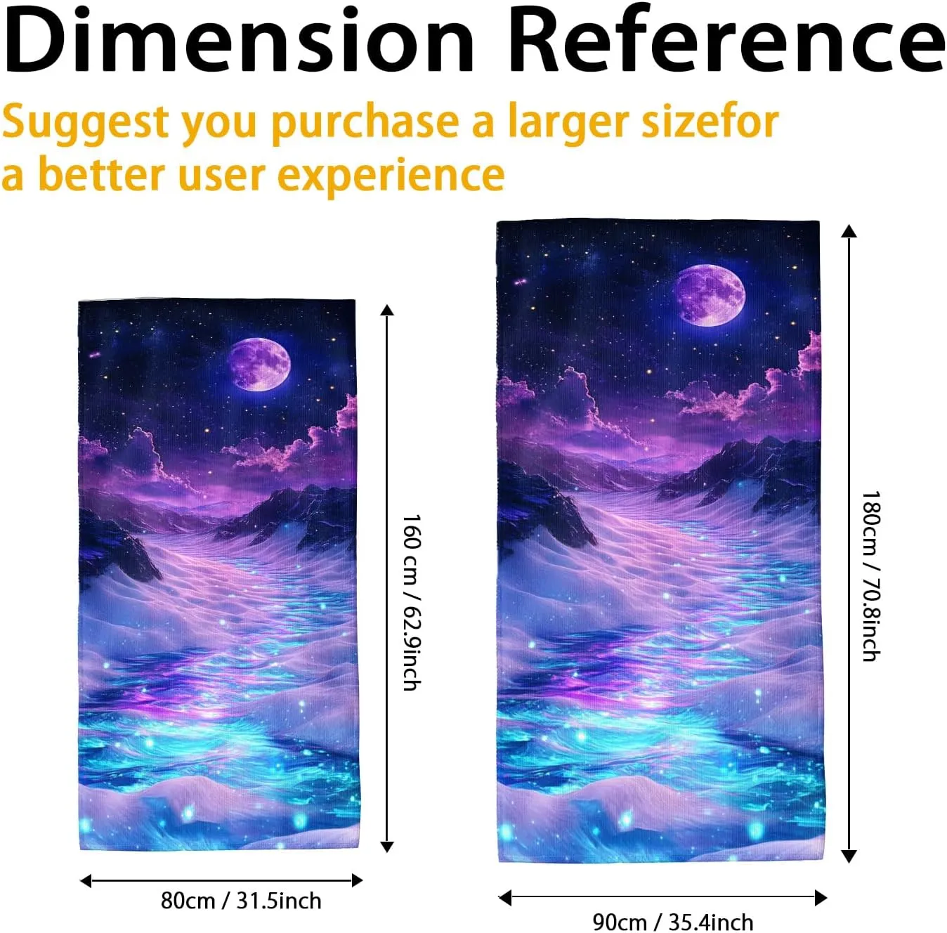 Cosmic Ocean Microfiber Beach Towel Violet Galaxy Art Bath Towel, Quick Dry Absorbent Sand Free Soft Lightweight Beach Blanket, Dreamy Vacation Pool Picnic Essentials 62x31 Inch