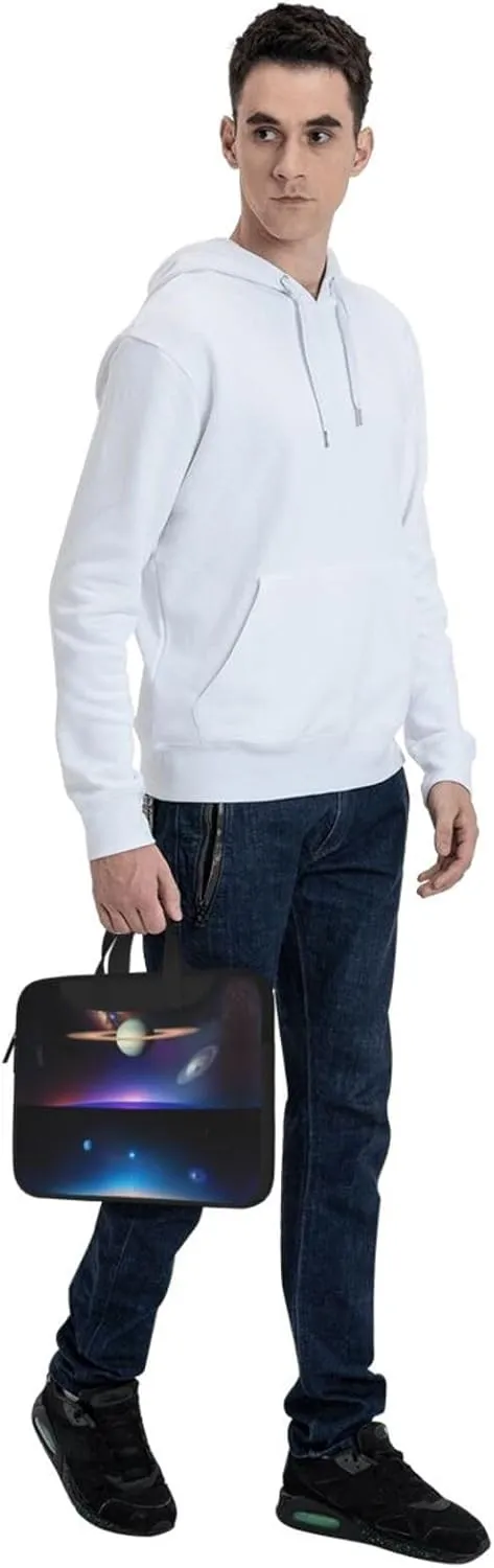 Cosmic Saturn Pattern Laptop Bag - with Soft Interior, Multiple Pockets - Ideal for Men, Travel and Business