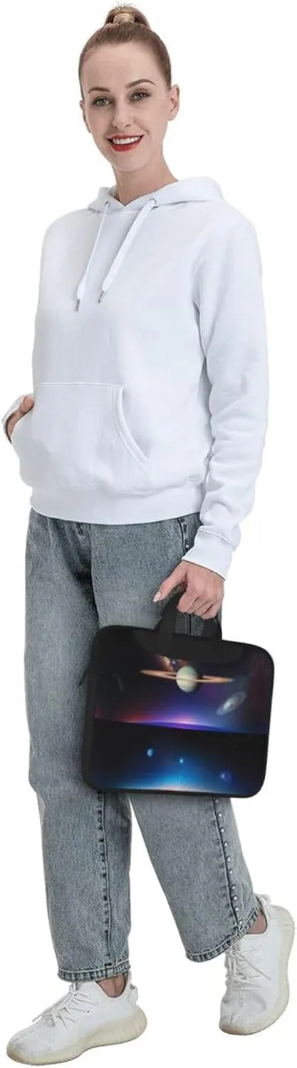 Cosmic Saturn Pattern Laptop Bag - with Soft Interior, Multiple Pockets - Ideal for Men, Travel and Business