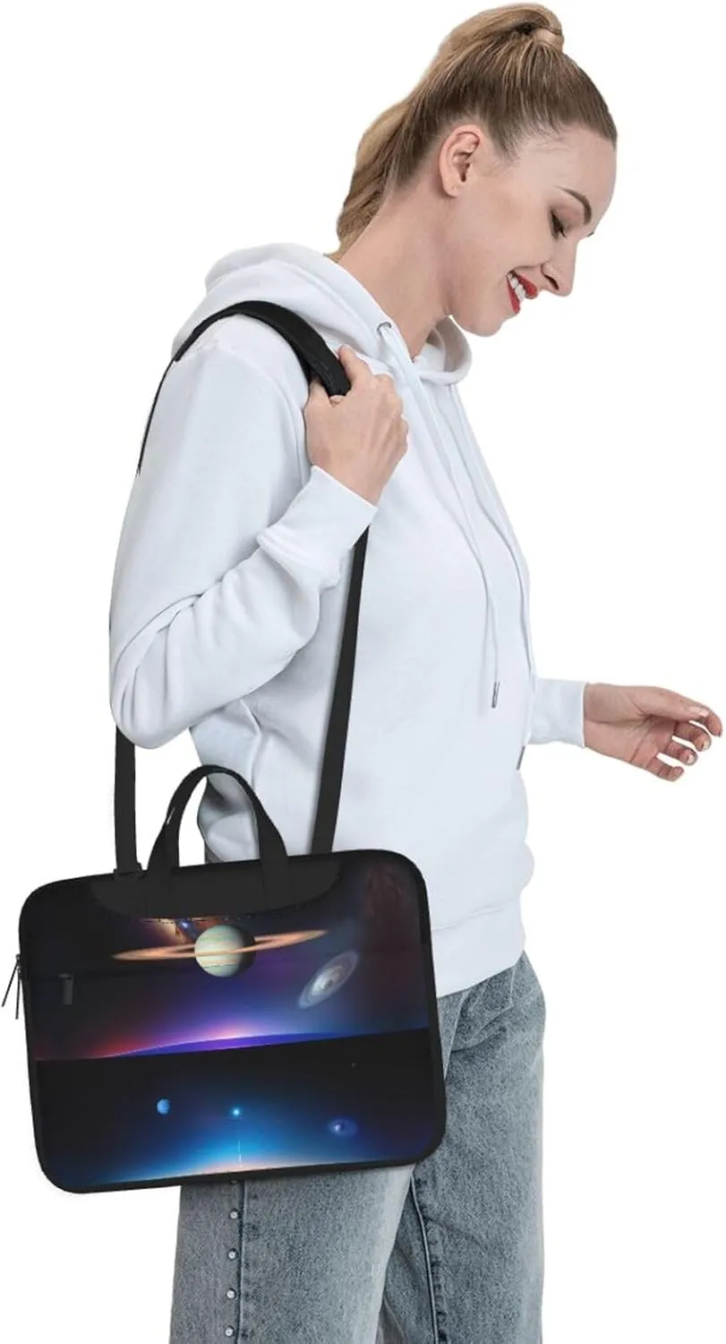 Cosmic Saturn Pattern Laptop Bag - with Soft Interior, Multiple Pockets - Ideal for Men, Travel and Business