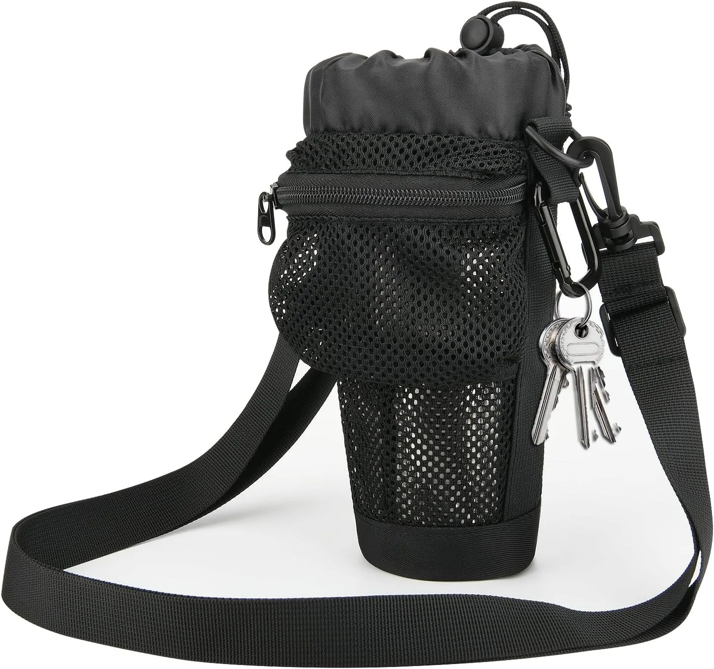 Cosmos Water Tumbler Carrier Bag Water Bottle Sling Bag Pouch Holder for Travel Hiking Walking Gym - Fits 20-30 Oz Insulated Water Tumbler - with Ventilated Mesh Pocket & Adjustable Sling Strap