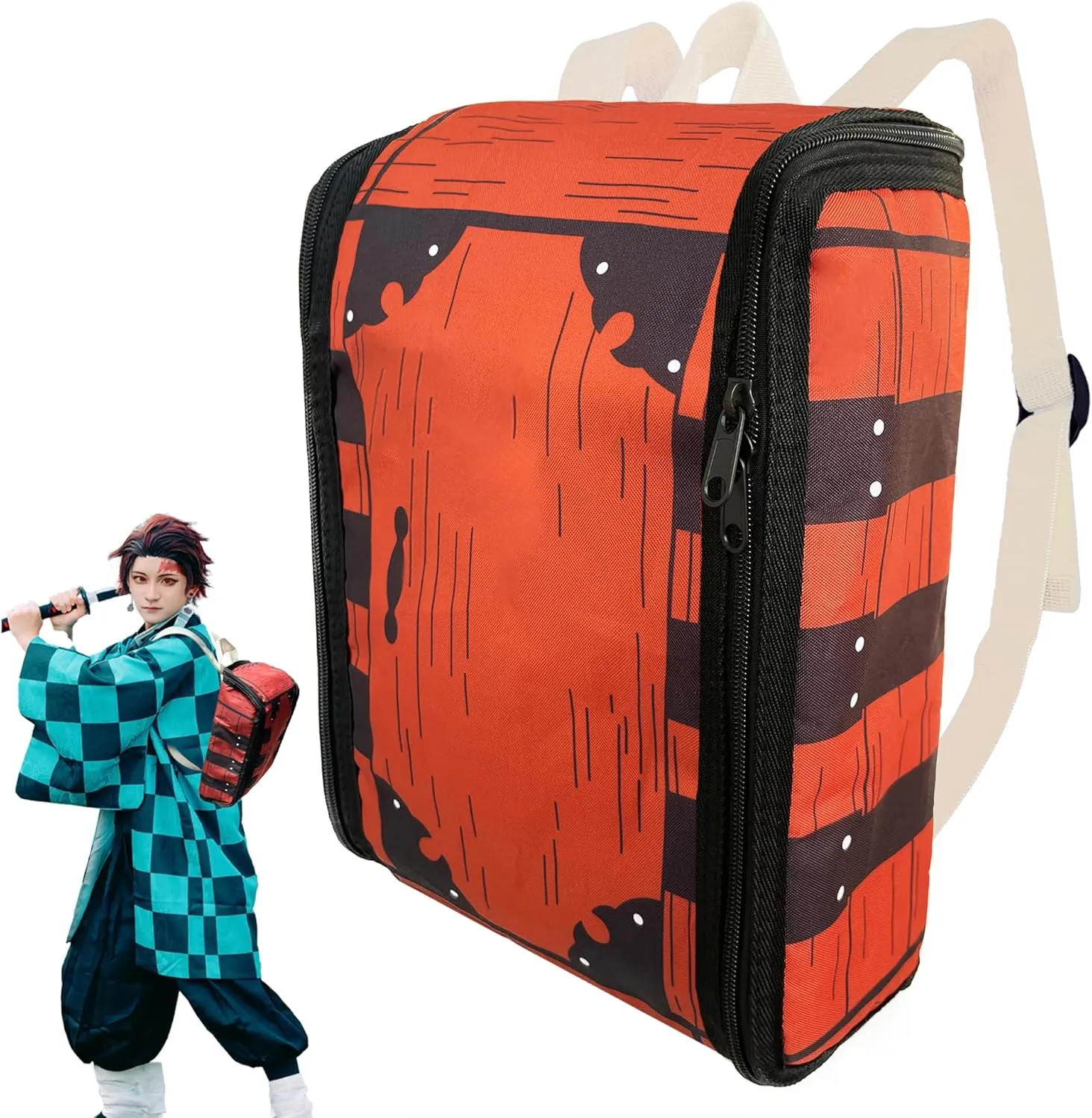Cosplay Backpack Gifts Box Wooden Printing Mini Bag Anime Merch Cosplay Props for Boys Girls Kids Teens,11.8×8.6 inches