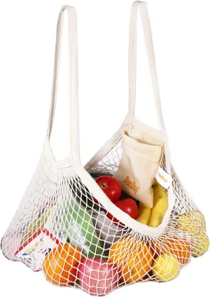 Cotton Net Shopping Tote Ecology Market String Bag Organizer-for Grocery Shopping & Beach, Storage, Fruit, Vegetable