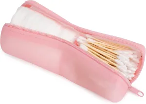 Cotton Round Swab Travel Case, 2 in 1 Portable Hair Accessories Organizer, Hair Tie and Bobby Pin Holder, Travel Qtips Case, Purse Organization, Floss Holder (Pink)