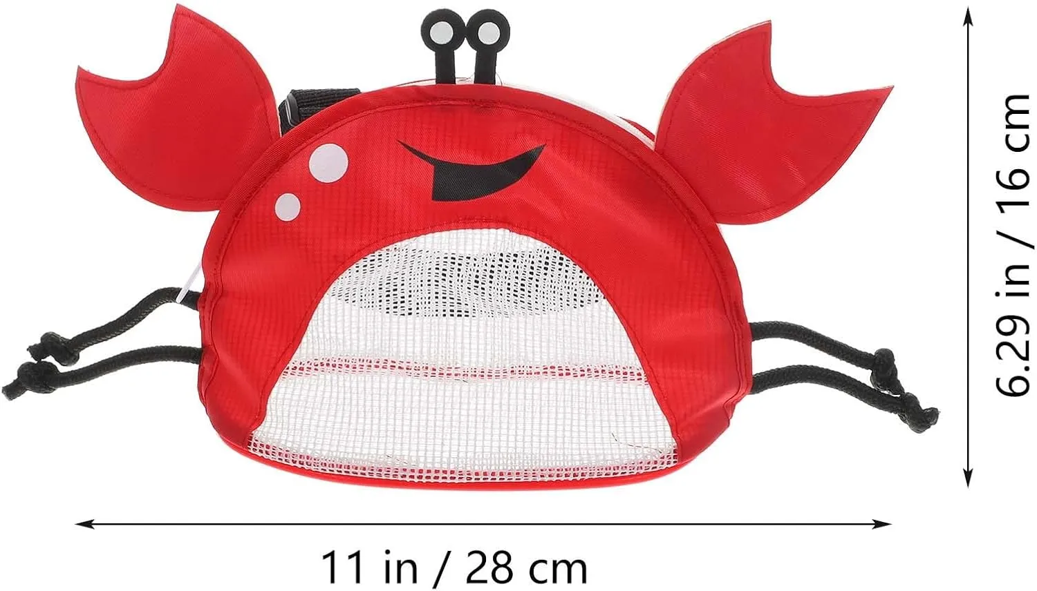 Crab Shape Kids Beach Bag - Mesh Seashell Collecting Bag with Adjustable Strap Pvc Material Red 11.02 X 6.29 X 4.13 Inches Ideal for Beach Pool Parties and Outdoor